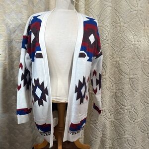 Lucky Brand Multicolor Geometric Aztec Cardigan Large cotton ⭐️NWT